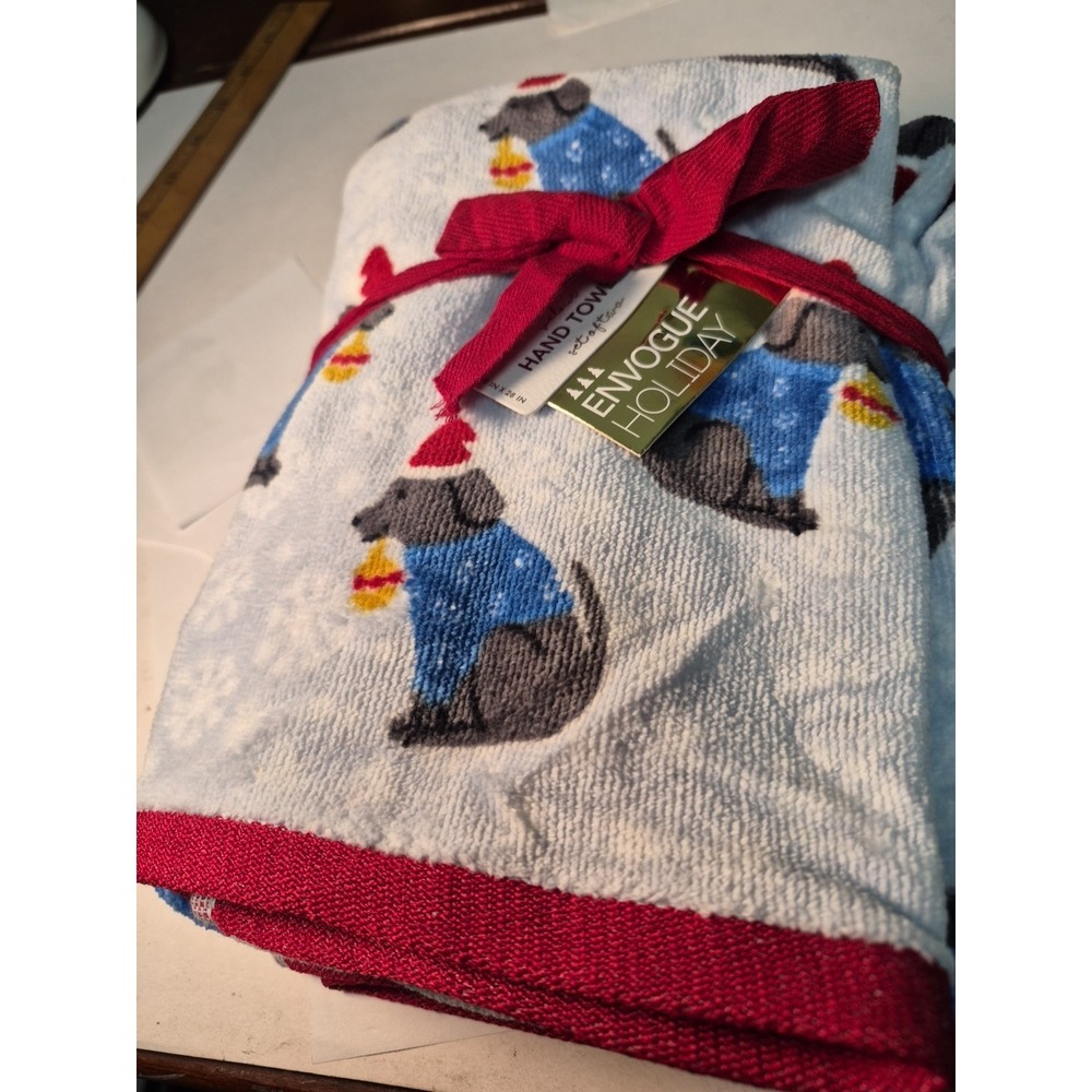 Dachshund Dog Embellished Hand Towels Set of 2 Christmas Holiday